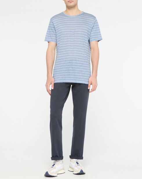T-Shirt 100% Lin Marinière bleu clair