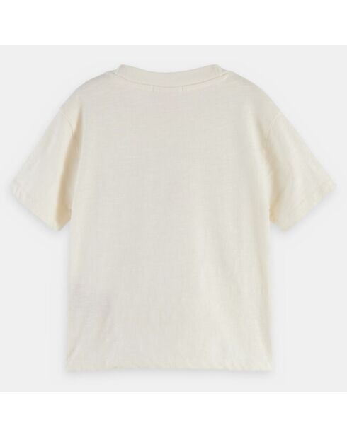 Ecrufarbenes T-Shirt mit Muschelschleife und Logo