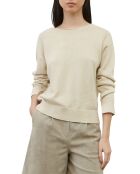 Pull en Coton & Lin Col Bateau beige clair