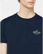 T-Shirt en Coton Organique manches courtes Logo Replay Heart bleu foncé