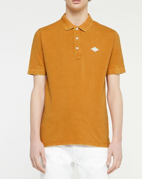 Okergele polo met korte mouwen