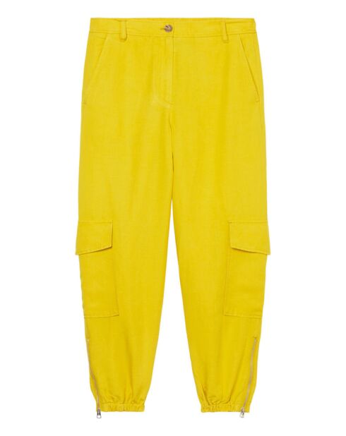 Pantalon Cargo Tencel & Lin  Zip jaune