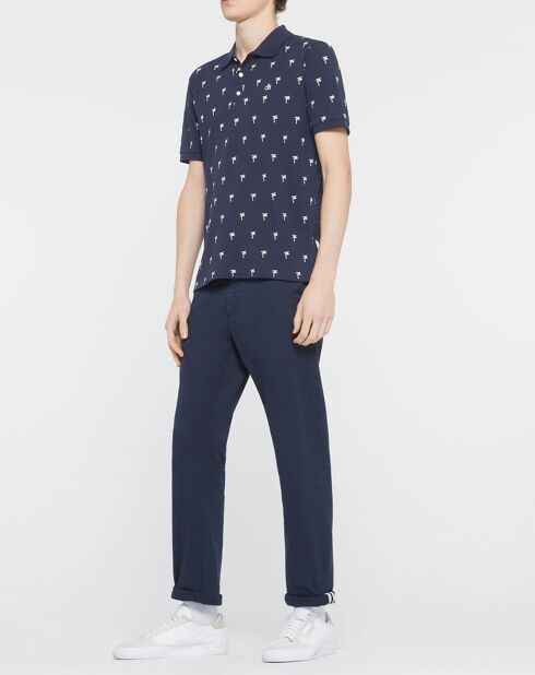 Polo 100% Coton Bio Regular Fit imprimé palmiers bleu marine