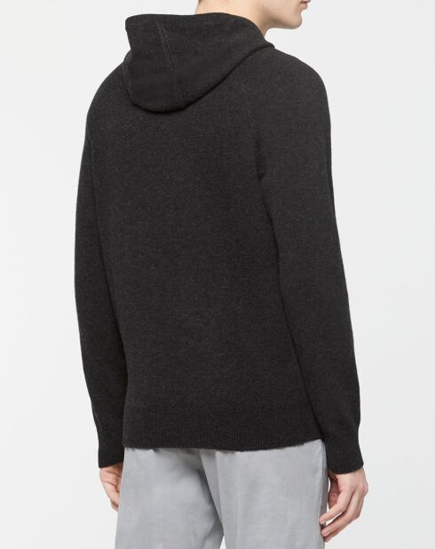 Pull en Laine & Cachemire Hoodie noir