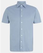 Chemise en Lin mélangé Slim Fit Polo Piqué bleu clair