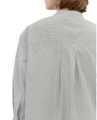 Robe Chemise Col Mao Rayée Kl gris/blanc