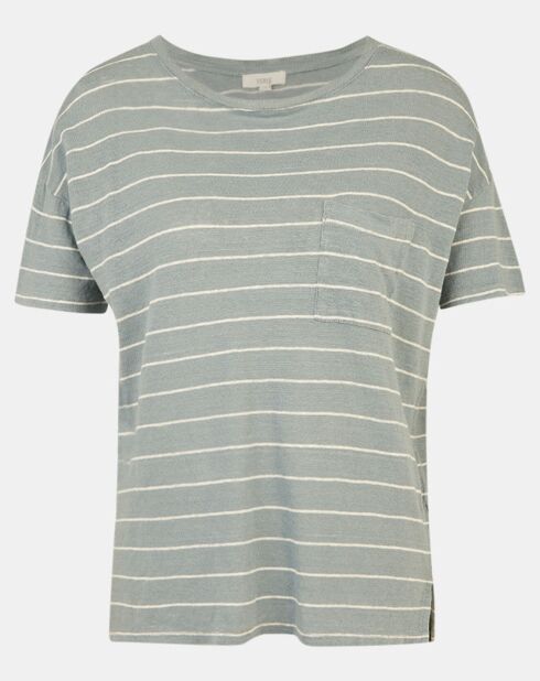 T-Shirt 100% Lin Cinthia bleu