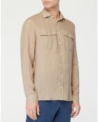 Chemise 100% Lin Slim Fit beige foncé