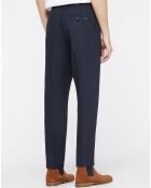 Pantalon Chino en Lin mélangé Slim Fit Tapered Fave bleu marine