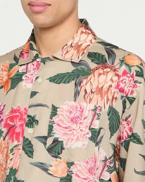 Chemise ample manches courtes Bowling Flower beige