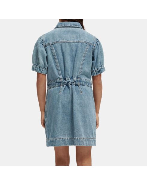 Robe en Jean courte en Toile de coton mélangé bleue