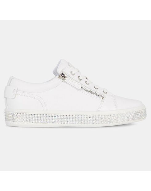 Baskets en Cuir Leelu avec strass blanches