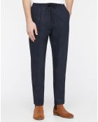 Pantalon Chino en Lin mélangé Slim Fit Tapered Fave bleu marine