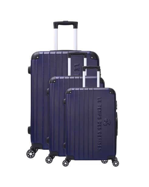 3 Valises 4 roues doubles Bari 50/60/70 cm bleu marine