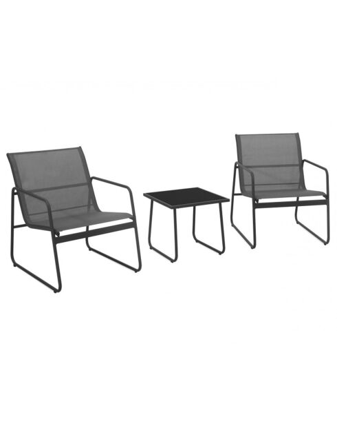 Salon de jardin textilène 2 places gris