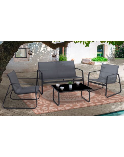 Salon de jardin textilène 2 places gris