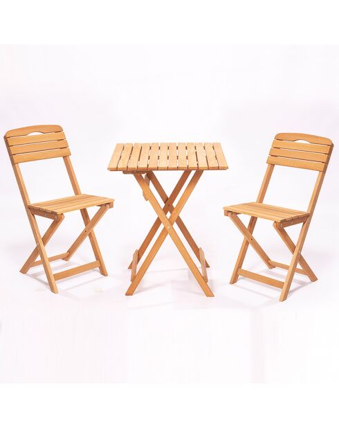 Ensemble table et chaises (3 pièces) en Bois naturel