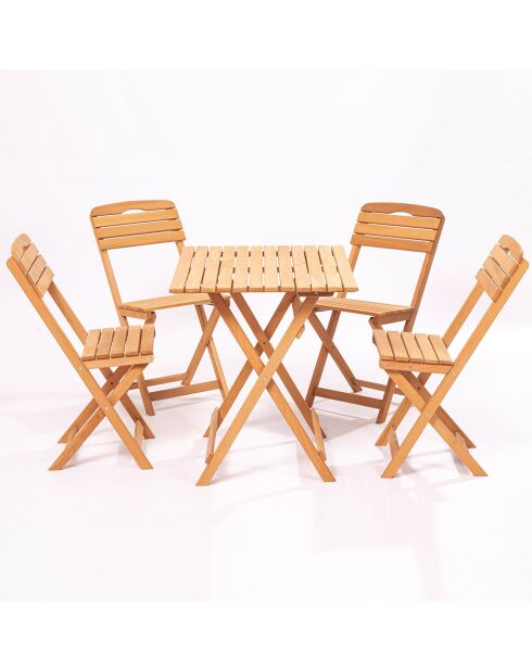 Ensemble table et chaises (5 pièces) en Bois naturel
