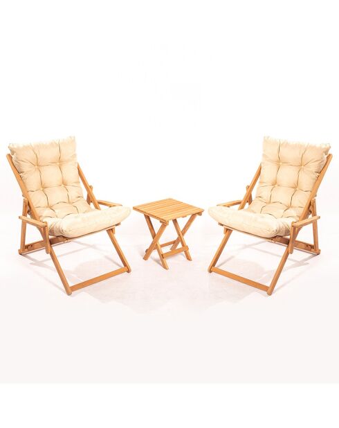 Salon de jardin 2 places en Bois naturel