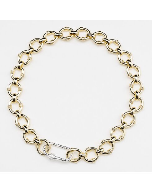 Halsketting van zilver, messing en zirkoniumoxide