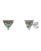 Boucles d'oreilles en Argent, Laiton & Turquoise reconstituée