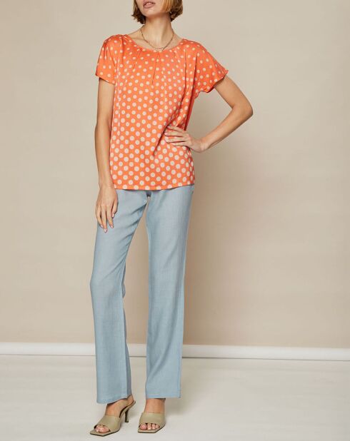 Pantalon        100% Lin Polka bleu