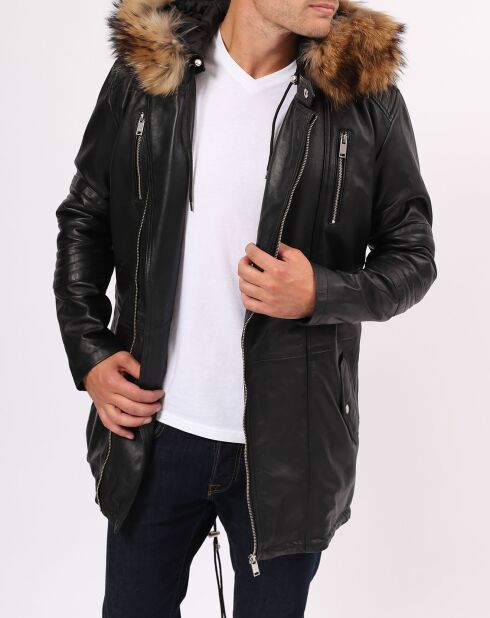 Manteau en Cuir Saint Tropez noir