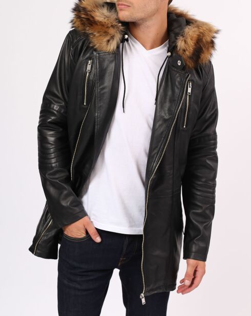 Manteau en Cuir Saint Tropez noir