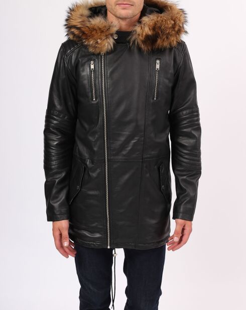 Manteau en Cuir Saint Tropez noir