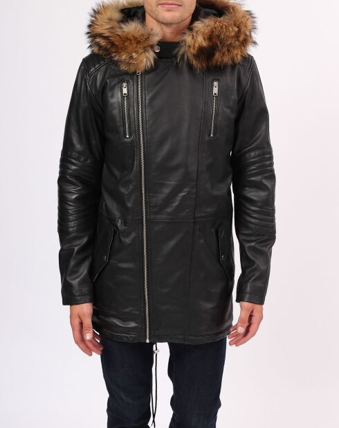 Manteau en Cuir Saint Tropez noir