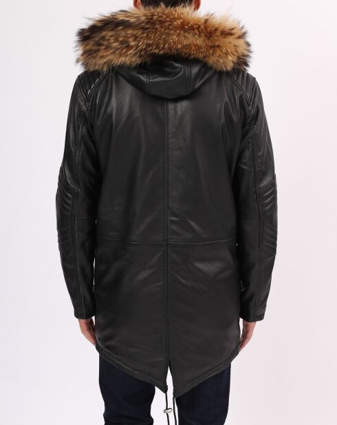 Manteau en Cuir Saint Tropez noir