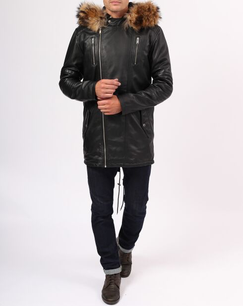 Manteau en Cuir Saint Tropez noir
