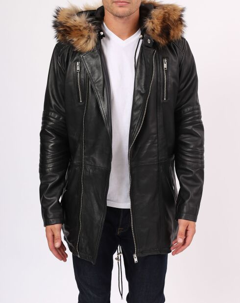 Manteau en Cuir Saint Tropez noir