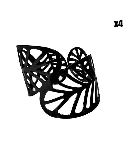 4 Ronds de serviette noirs - 5x4.2x4.4 cm