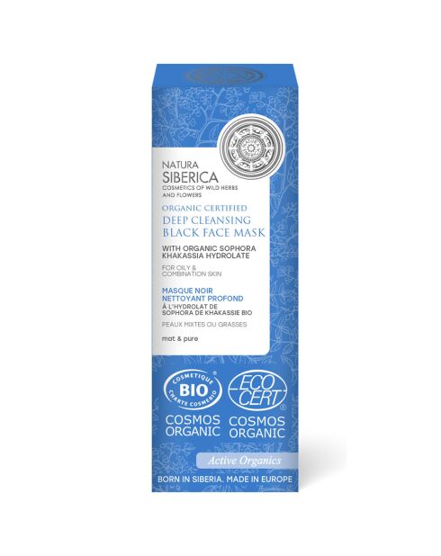 Maschera viso nera biologica per la pulizia profonda - 75 ml