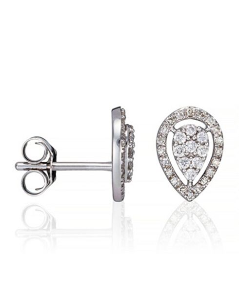 Oorbellen met fonkelende peer 0.21 ct witgouden diamanten