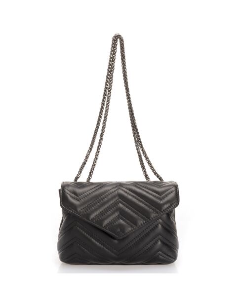 Schwarze Ava Schultertasche aus gestepptem Leder - 22x9x17 cm