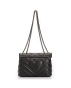 Schwarze Ava Schultertasche aus gestepptem Leder - 22x9x17 cm