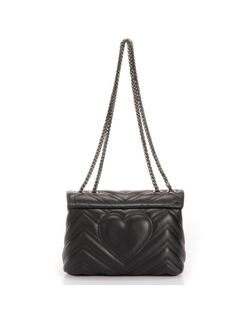 Schwarze Ava Schultertasche aus gestepptem Leder - 22x9x17 cm