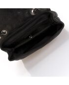 Schwarze Ava Schultertasche aus gestepptem Leder - 22x9x17 cm