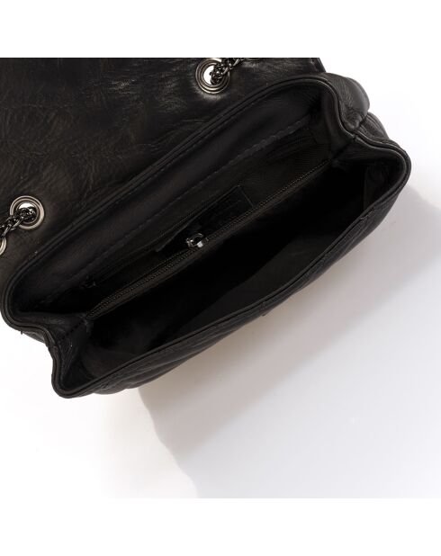 Schwarze Ava Schultertasche aus gestepptem Leder - 22x9x17 cm