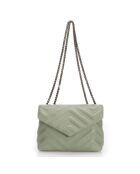 Wassergrüne Ava Schultertasche aus gestepptem Leder - 22x9x17 cm