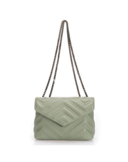 Wassergrüne Ava Schultertasche aus gestepptem Leder - 22x9x17 cm