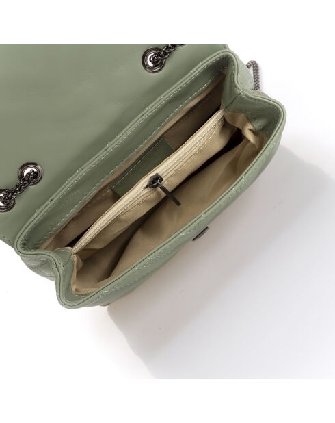 Wassergrüne Ava Schultertasche aus gestepptem Leder - 22x9x17 cm