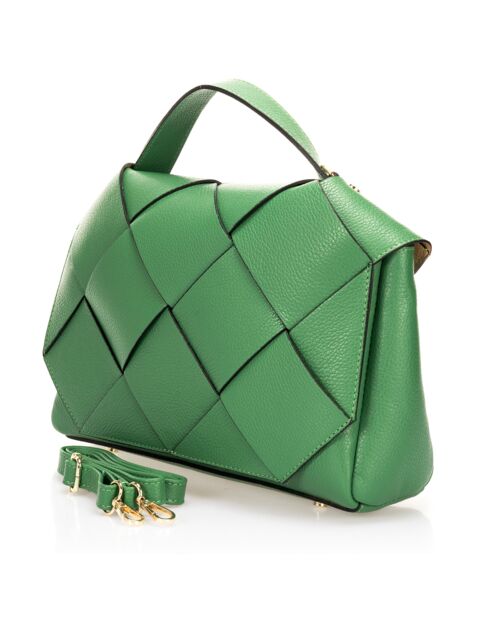 Bolso de mano Enyo de piel verde - 30x12x23 cm