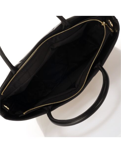 Gewatteerde leren draagtas van zwart jade - 33x14x26 cm