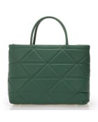 Gewatteerde leren draagtas in groene jade - 33x14x26 cm