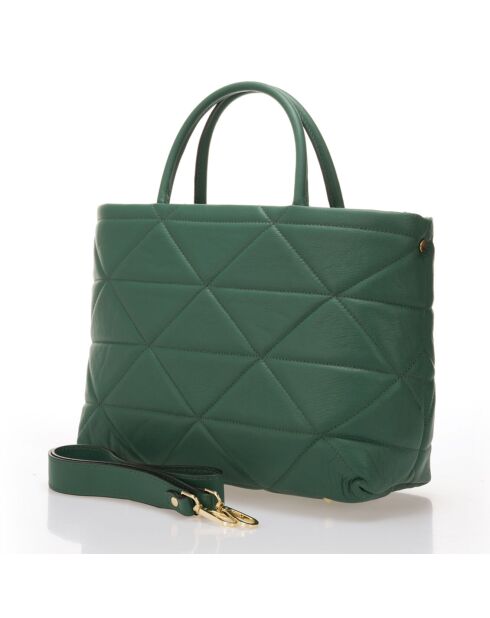 Gewatteerde leren draagtas in groene jade - 33x14x26 cm