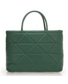 Gewatteerde leren draagtas in groene jade - 33x14x26 cm