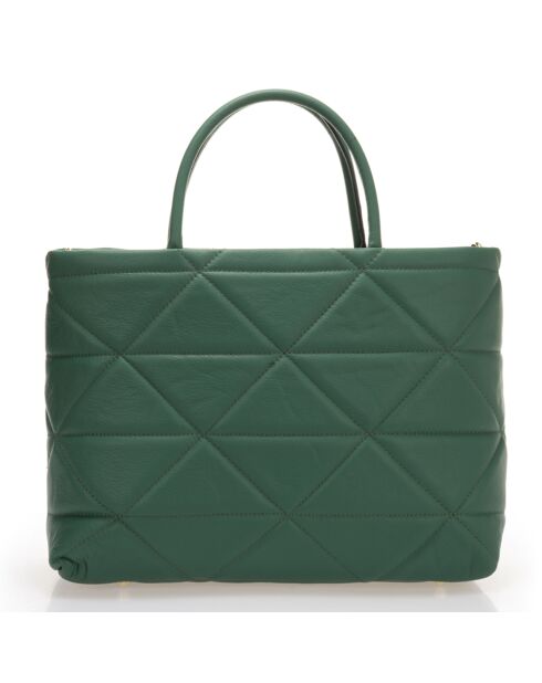 Gewatteerde leren draagtas in groene jade - 33x14x26 cm